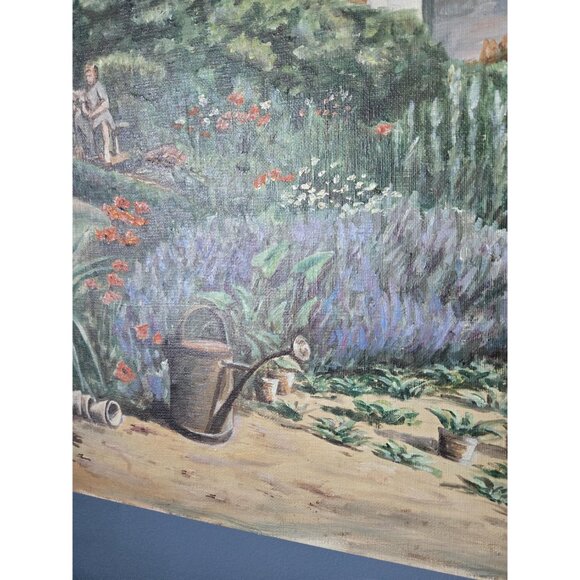 Bucolic Church Garden Oil Painting Signed by Artist Danish Village Summer - Picture 4 of 10